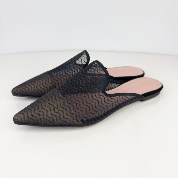 PRETTY BALLERINAS Mesh Glitters Slide Mule Pointed Toe Ballet Flat Black Nude 39 - Picture 5 of 10